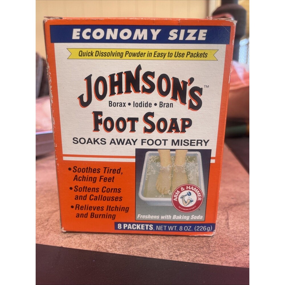 Johnsons Foot Soap Soothes Tired Aching Feet Softens Calluses 1 Box 4 Packets